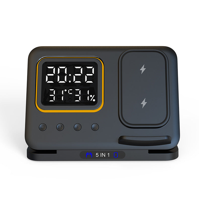 Chargeur sans fil 15W avec réveil LED - Station de Charge 5 en 1 et Horloge Numérique