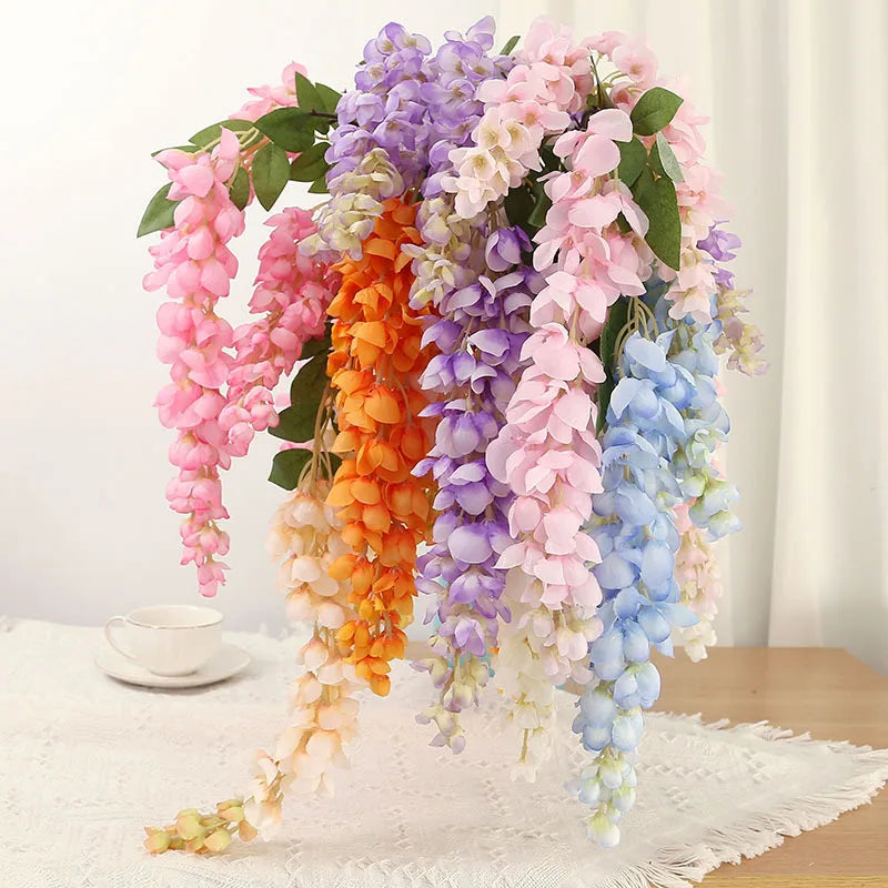 120cm Glycine artificielle décorative géante à longues branches pour mariage et décoration de salon