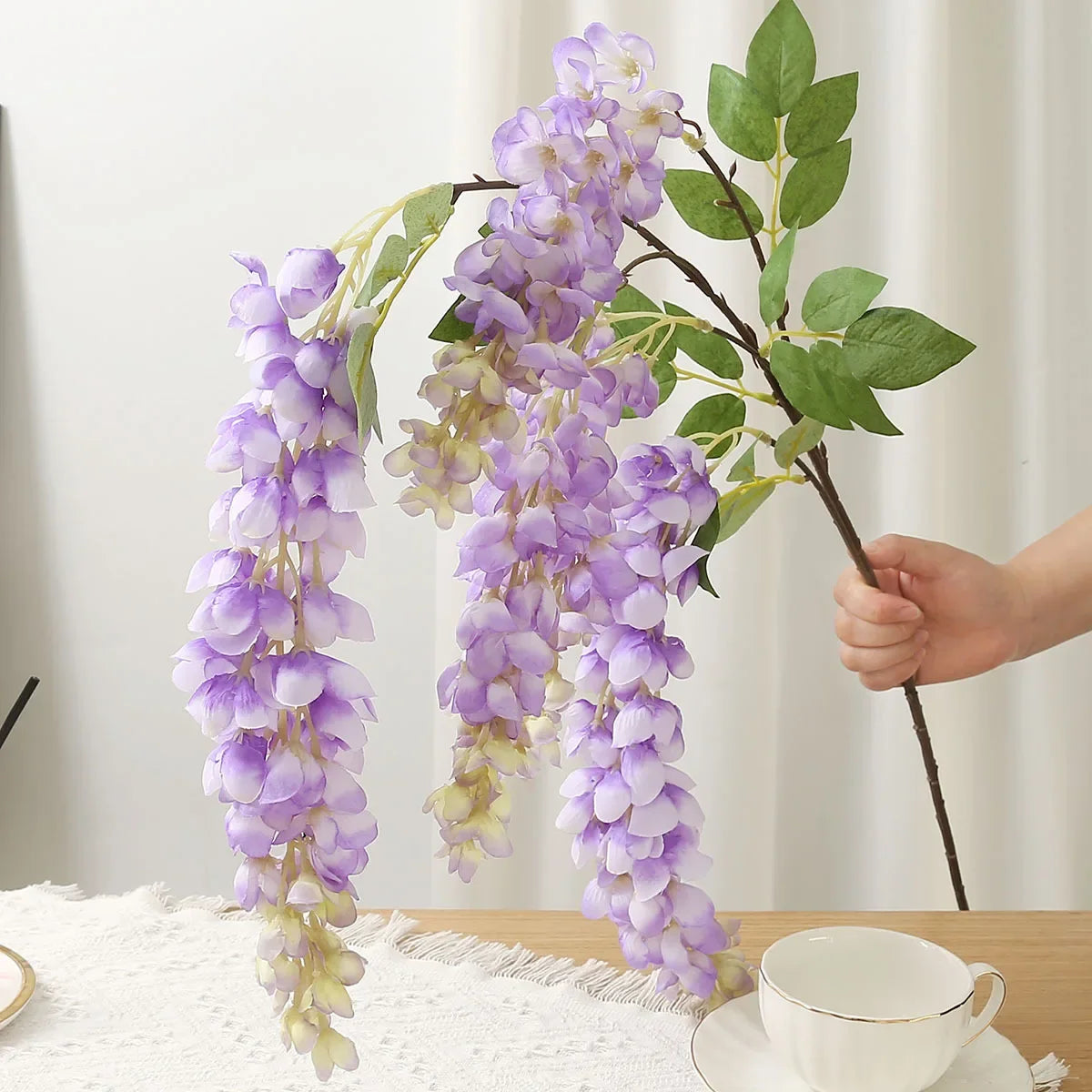 120cm Glycine artificielle décorative géante à longues branches pour mariage et décoration de salon
