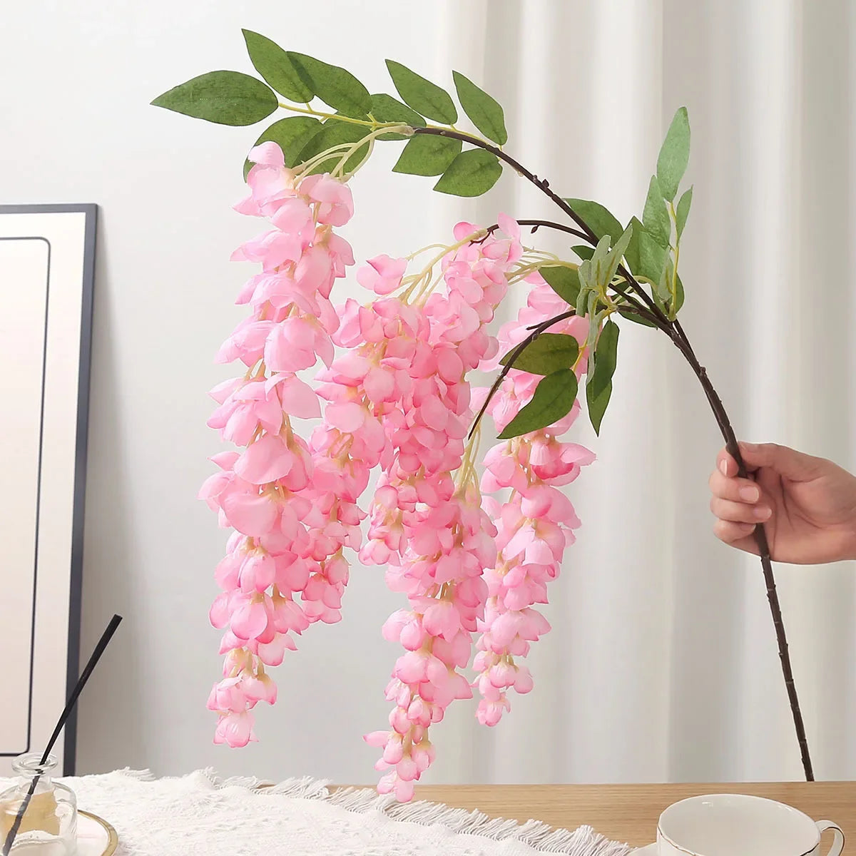120cm Glycine artificielle décorative géante à longues branches pour mariage et décoration de salon