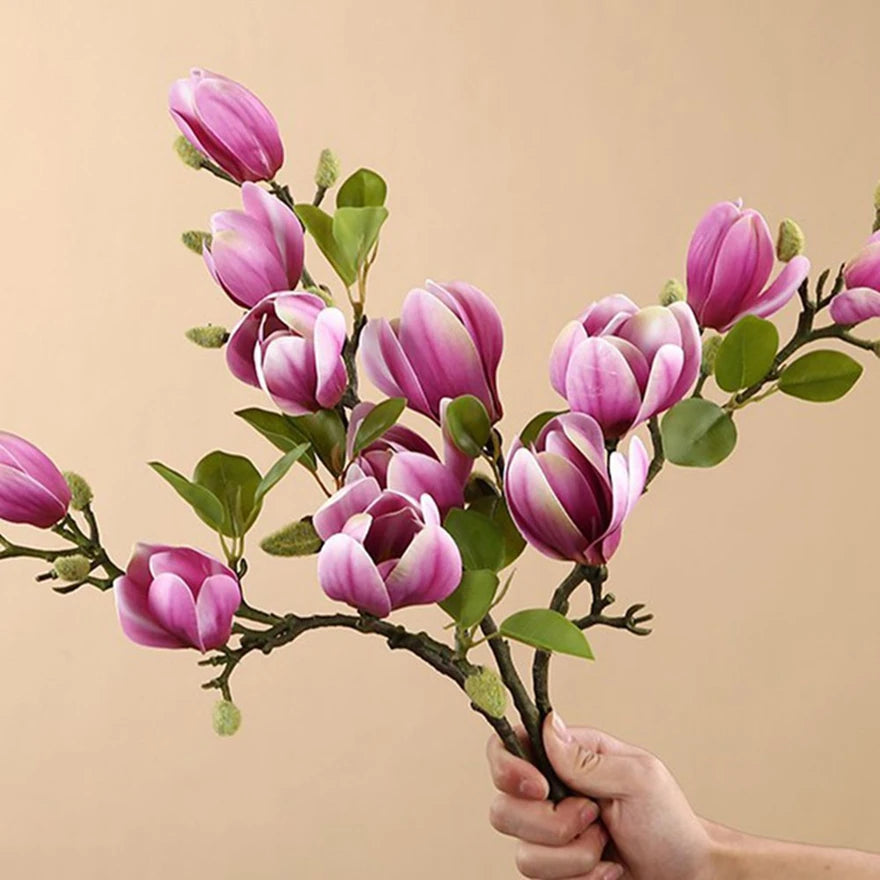 Fleurs artificielles Soie Bouquet de Magnolia en Soie pour mariage, déco maison et jardin