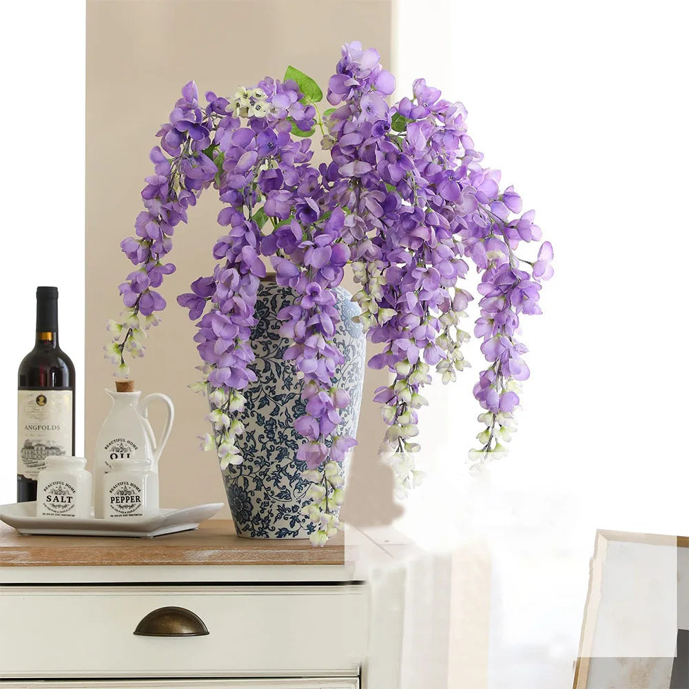 120cm Glycine artificielle décorative géante à longues branches pour mariage et décoration de salon